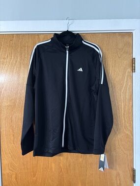 adidas Black Performance Track Jacket with White Stripes